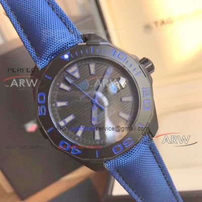 Perfect Replica Tag Heuer Aquaracer Blue Leather Strap Automatic Watch